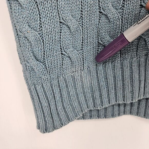 Vintage Polo Ralph Lauren Sweater Mens Large Silk Cable Knit Toggle Collar Blue - Picture 4 of 12